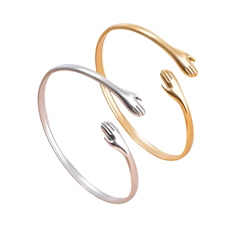 Hemasa Romantic Hug Hands Embrace Adjustable Open Bracelet Love Hand Cuff Bangle For Women/Girls