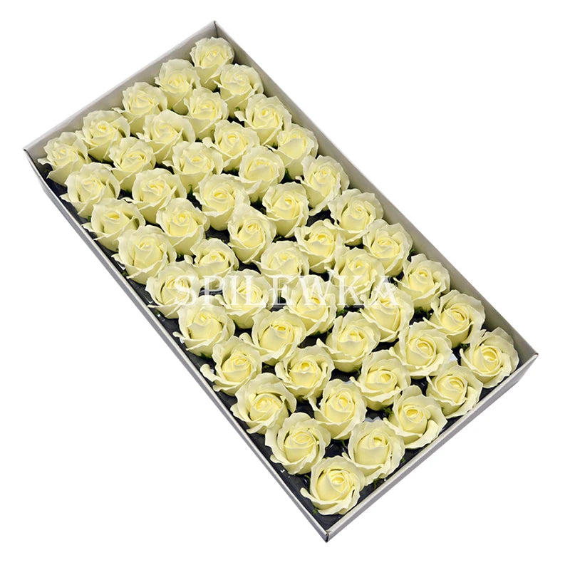 Tejesa 50 Pcs 3-Layer Rose with Curly Petals Fake Flowers Heads Wedding DIY Gift Box Valentine's Day/home/decor