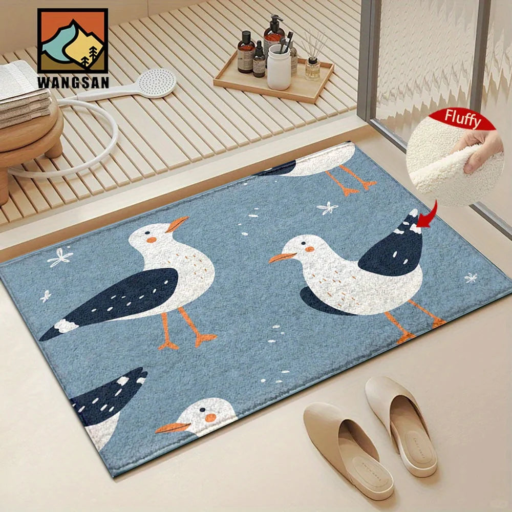 Tejesa Cute Cartoon Dove Carpet Blue Doormat /Welcome Mat/ Absorbent Bathroom Rug Carpet For Live Room Rug For Bedroom Home Decor