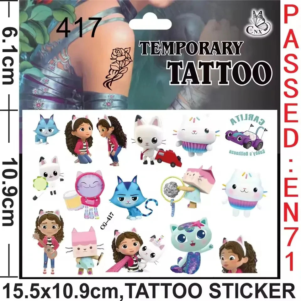 Gabby Dollhouse Cats Birthday Party Gifts Keychain Stickers Snap Bracelet Reusable Straws Gift Bags Carnival Gabby Party Favors