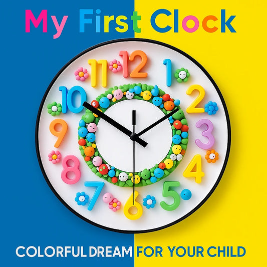 Colorful 3D Wall Clock for Kids Room, Silent Non-Ticking Quartz Movement, Cute Cartoon Nursery Decor for Boys & Girls - 10/12/14