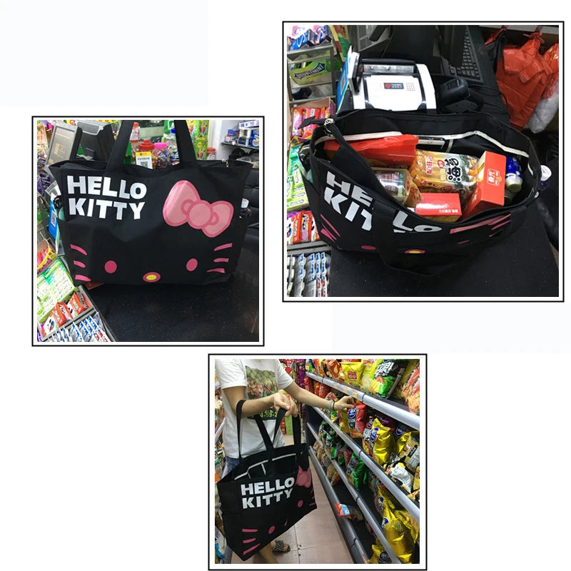 Hello Kitty Fashional purses and handbags Canvas Bag Cartoon Waterproof Travel Box Sanrio High Capacity Foldable Shopping Case