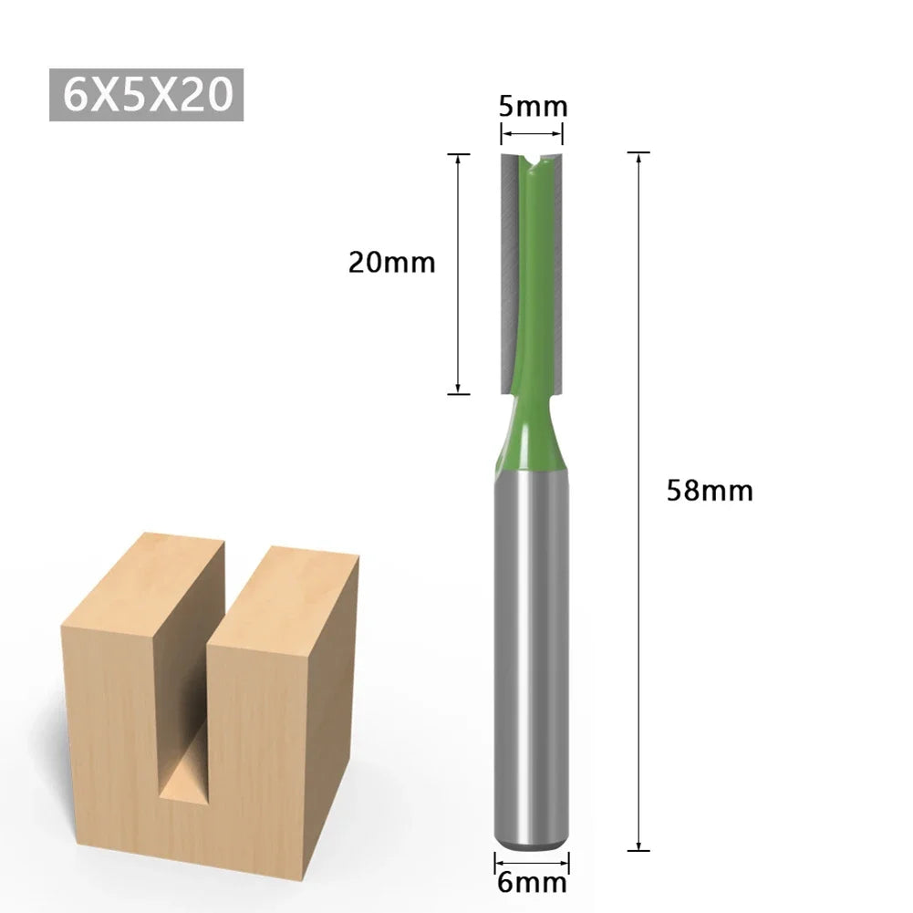 Single Double Flute Straight Bit 6mm Shank Milling Cutter for Wood Tungsten Carbide Router Bit Woodwork Tool Woodworking Tools