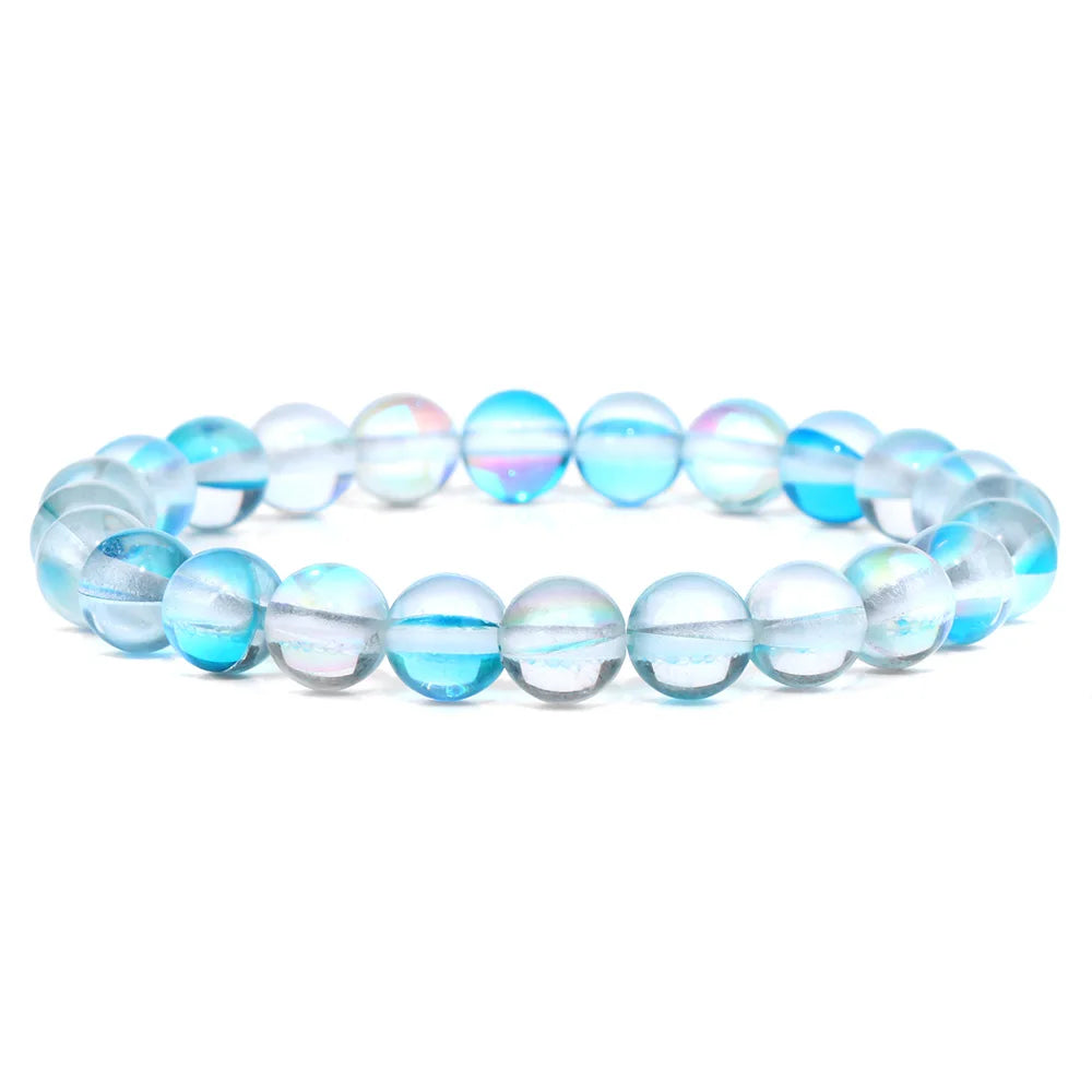 Tejesa Blue Flash Stone Bracelets For Men Crystal Glass Moonstone Couple Bracelets For Women Cat Eye Chalcedony Opal Handmade Bangles
