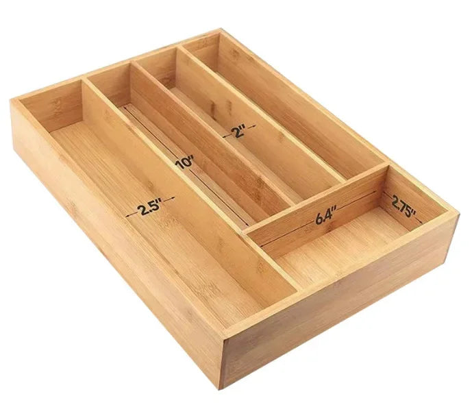 Tejesa Adjustable Bamboo Cutlery Drawer Organizer for Kitchen Utensils Storage Tray Expandable Bamboo Utensil Holder for Kitchen Drawer