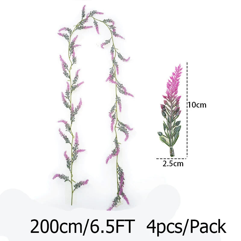 Tejesa 6.5FT Artificial Lavender Garland for Mantle Lavender Flower Vine Rustic Wedding Arch Stair Party Home Table Decoration
