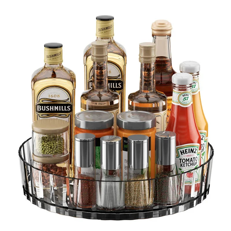 Hemasa Rotating Tray Spice Rack Pantry Cabinet Turntable With Base Storage Bin Kitchen Organizer For Seasoning Cosmetic Storage Box