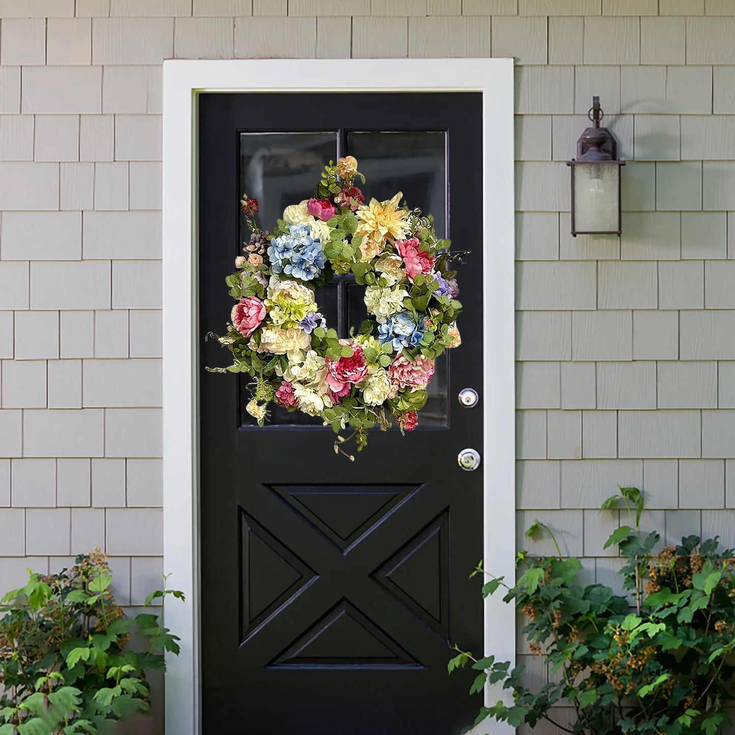 Rainbow Hydrangea Artificial Wreath Flowers Garland Front Door Home Decor Wreath Decorative Fake Flower Home Door Decors 2023