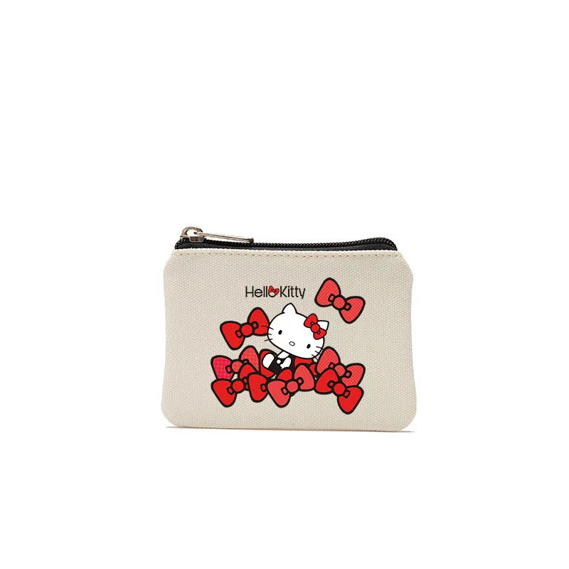 Cartoon Hellos Kittys Coin Purse Canvas Bag Card Bag Simple Fabric Coin Small Bag Cotton Storage Bags for Children's Gifts