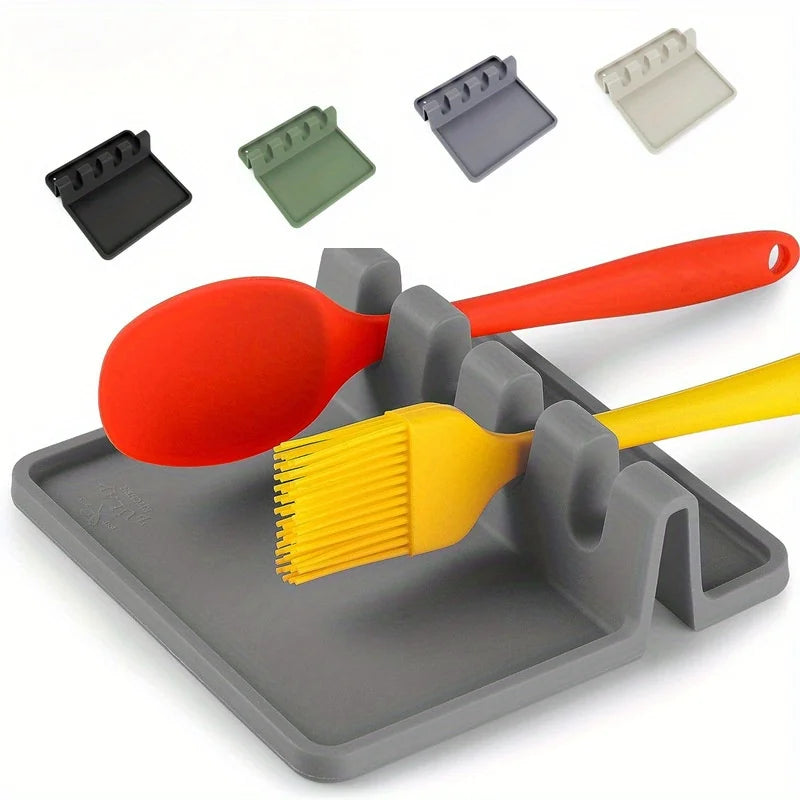 Hemasa Silicone Tableware Drying Kitchen Utensil Rack Rest Holders Fork Spatula Multifunctional Shelf Organizer Non-Slip Storage Pad