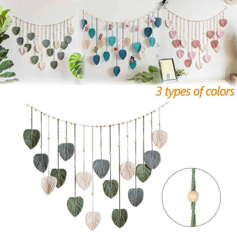 Hemasa Nordic Macrame Handmade Leaf Tapestry Wall Hanging