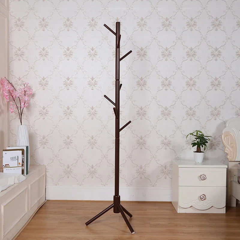 Hemasa Wood Tree Coat Rack  Floor Hanging Clothes Rack Clothes Rack Bedroom Hat Stand Home Furniture Drying Rack With 8 Hooks