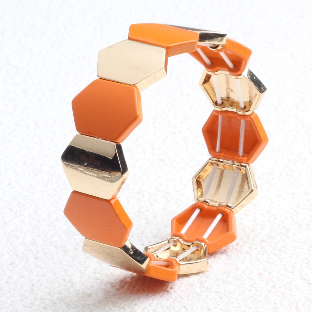 Big Stacked DIY Fashion Enamel Women's Bracelets Bohemian Color Bangle Jewelry Matching Stretch Ladies Bracelet