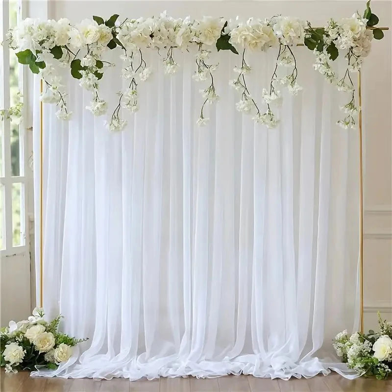 2PC Elegant White Sheer Backdrop Curtain with Pole Pocket Design Suitable for Weddings, Bridal Showers, Birthdays, Anniversaries
