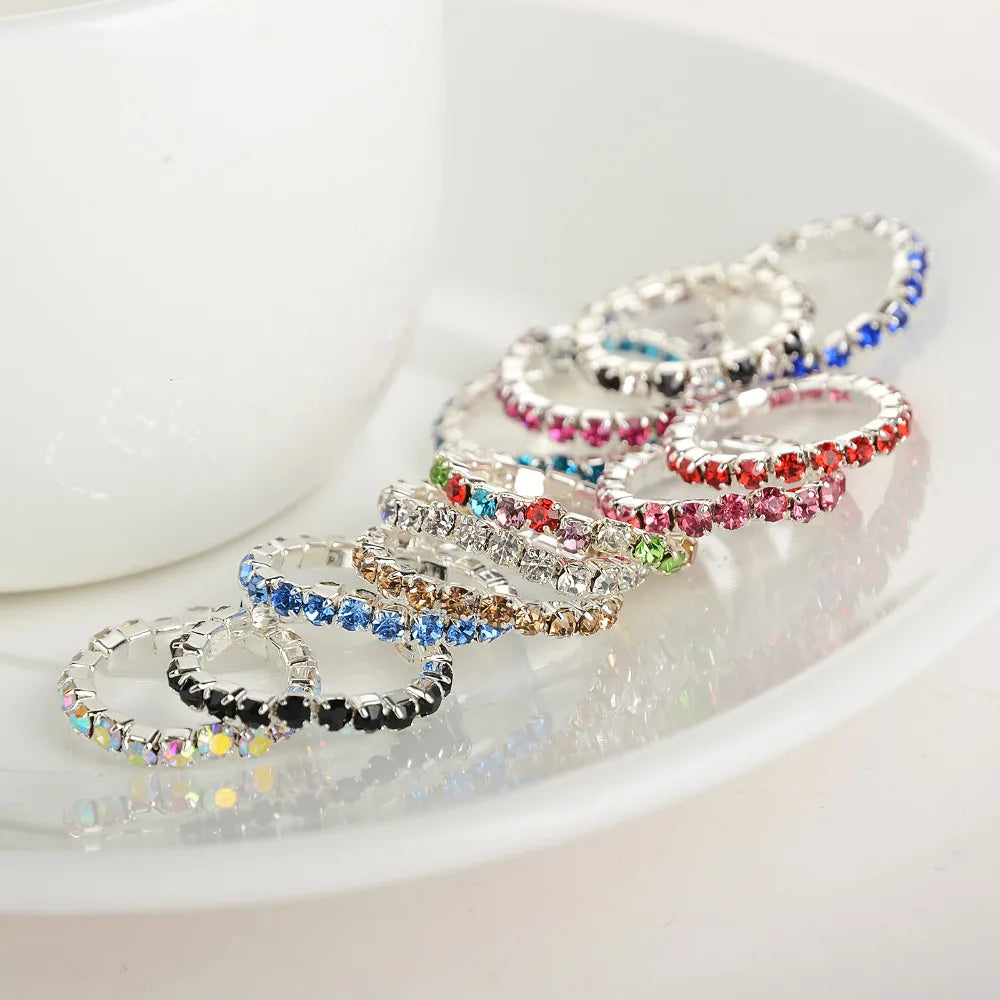 Hemasa 12pcs Adjustable Stretch Foot  Jewellery for Women /Crystal Rhinestone Finger  Rings Toe Rings Mix Color