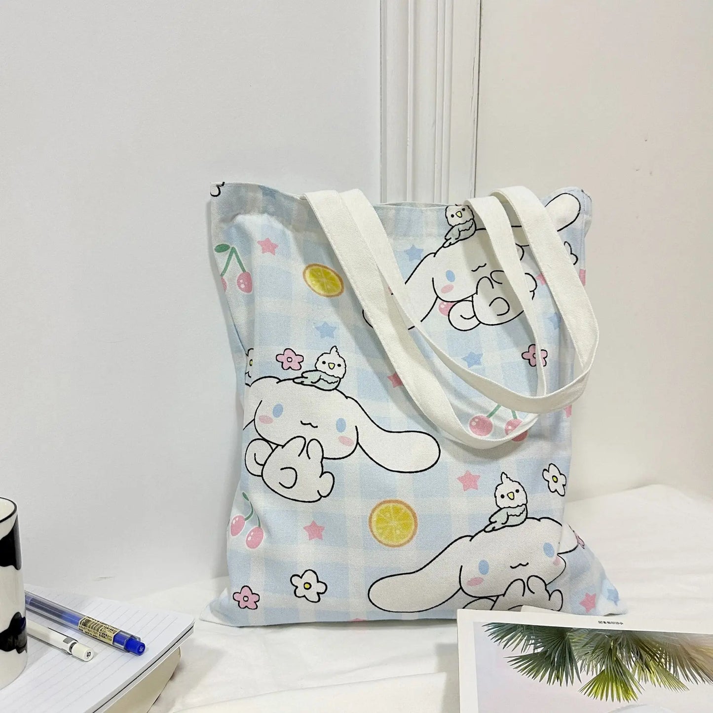 Hemasa  Hello Kitty  Canvas Handbag Cute Cartoon  Fashion Women Shopping Casual Shoulder Bag Gifts