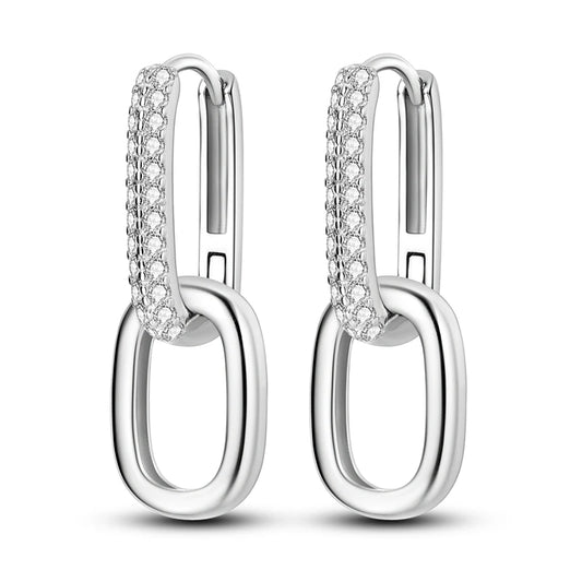 Gorgeous 925 Sterling Silver Shining U-shaped Double Ring Closet Pavé Asymmetric Women's Elegant Jewelry Accessories