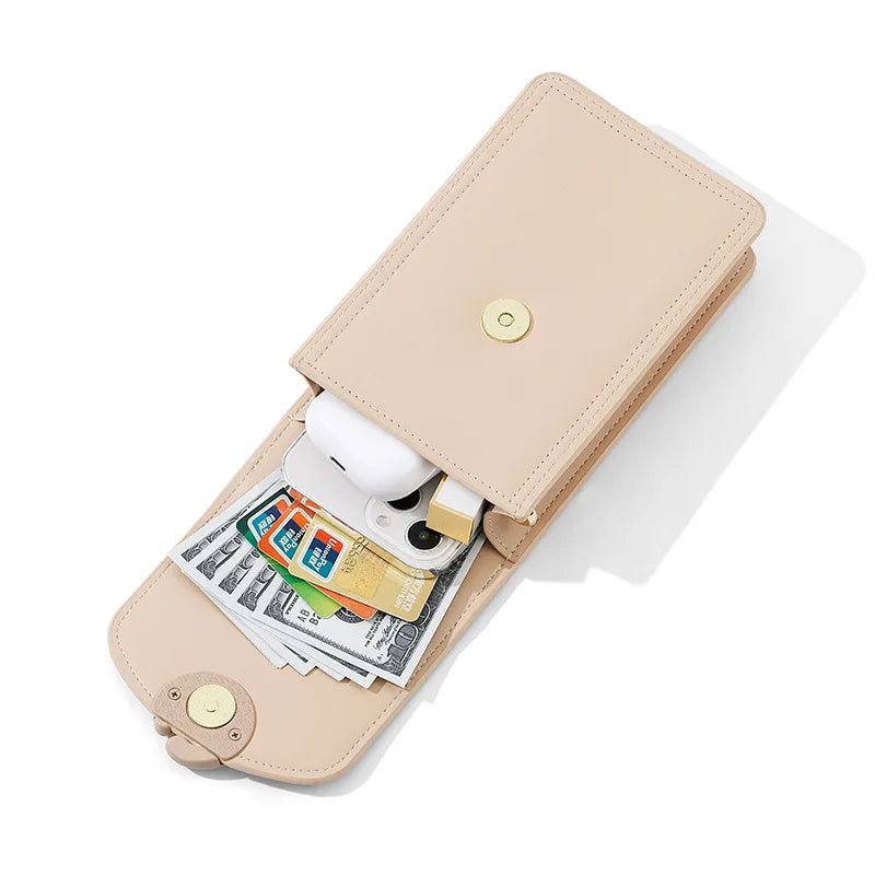 Fashion Women Wallet New PU Leather Girl's Crossbody Purse Mobile Phone Credit Card Coin Storage Pouch Minimalist Shoulder Bag