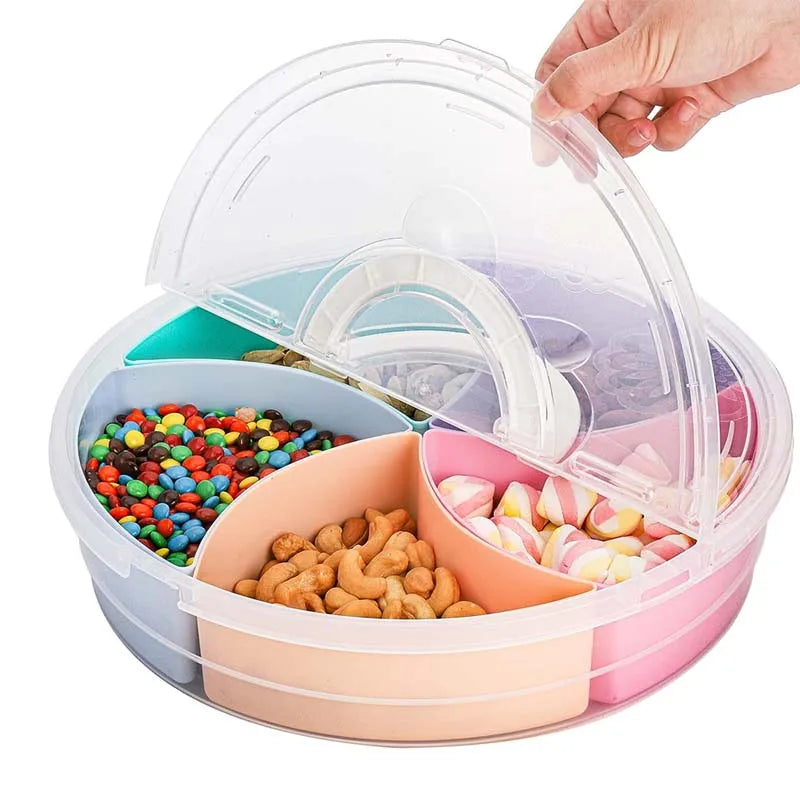 Tejesa Multi-function Food Storage Tray with Lid Food Containers Tray To Keep for Nuts and Candy Dried Fruit Snack Plate Serving Platte