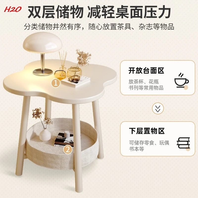 H2O Four-leaf Clover Sofa Side Several Bedroom Small Table Living Room Storage Table Creative Balcony Double Layer Coffee Table
