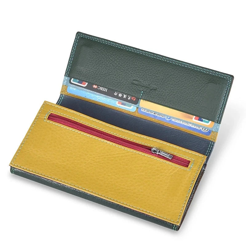 Heamsa Women  Leather Wallets for Woman /Female Long Clutch Card Holder