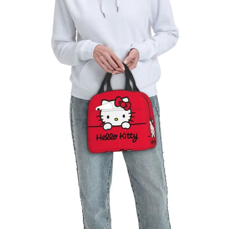 Hemasa  Hello Kitty Cat Lunch Bag Leakproof Cooler Thermal Insulated Bento Box For Women Kids Picnic Travel Food Tote Bags