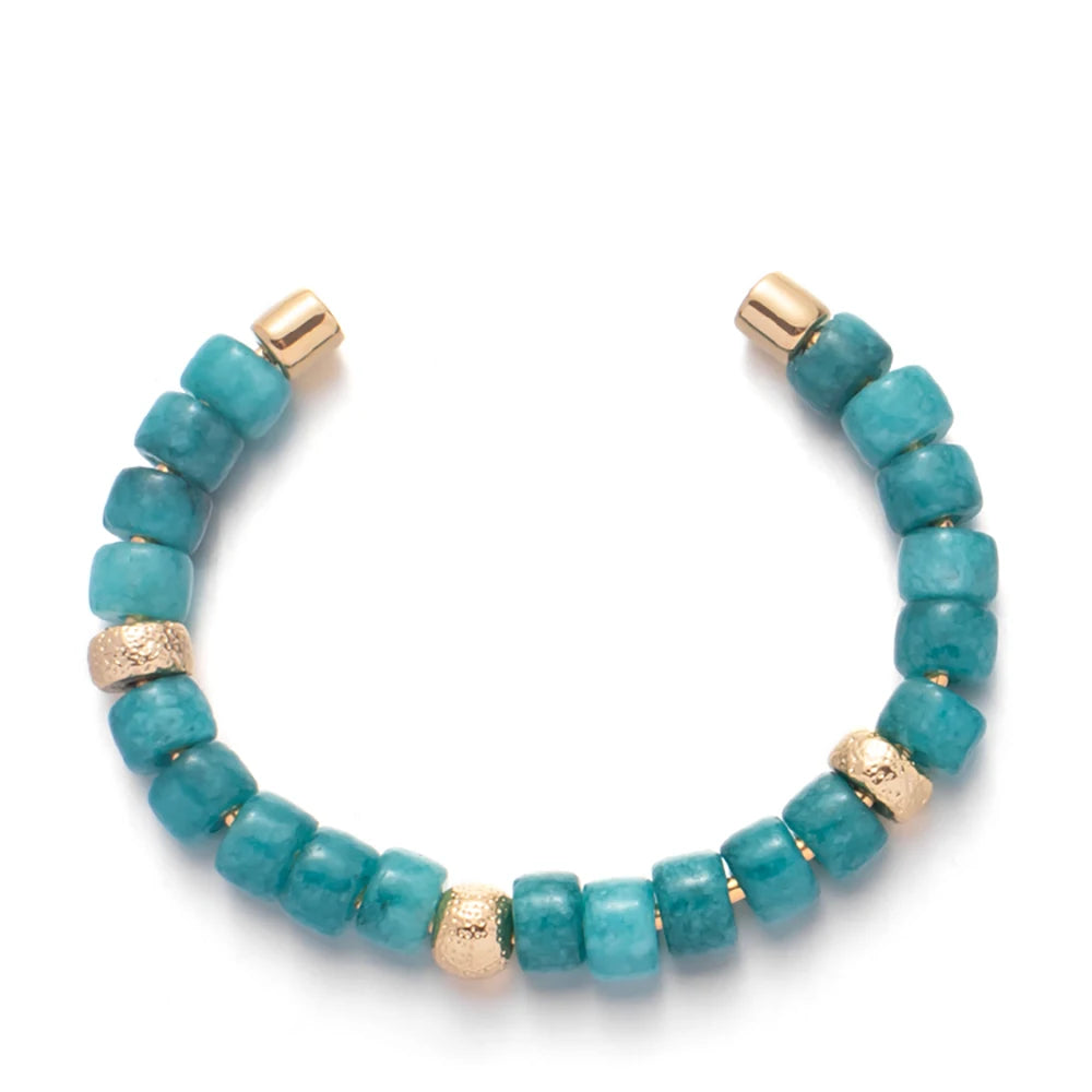 Tejesa Colorful  Natural Stone Cuff Bangle Bracelets For Women