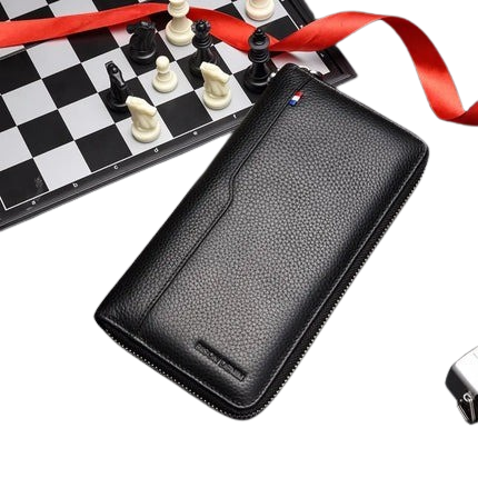 Hemasa  DENIM Genuine Leather Men's Wallet /RFID Blocking Long Coin Purse /Case Passport Cover For Mens Credit Card Holder