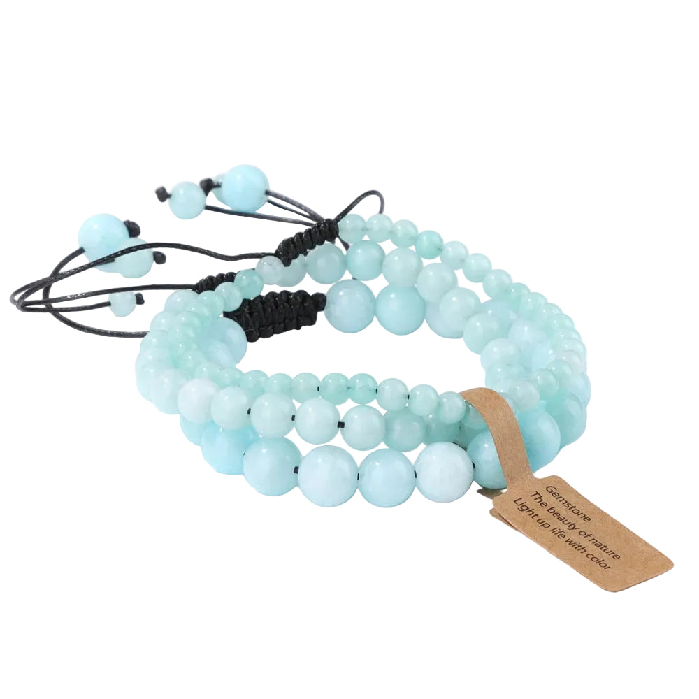 Tejesa  3pcs  Amazonite Bracelets for Women Men 4/6/8mm Beads Braided Bracelet Handmade Adjustable Wristbands Jewelry
