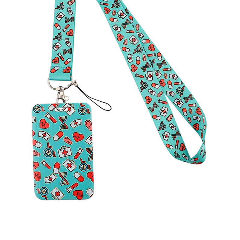 Dentist Doctor Nurse Cartoon Credential Neck Strap Lanyards Keychain ID Card Pass Hang Rope Lariat Key Chain Ring Badge Holder