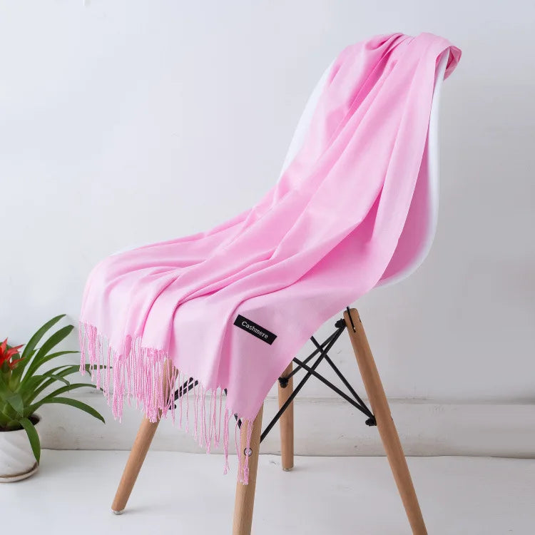 Women's Pashmina Scarf Shawls Soft Cashmere feeling Headscarf Travel Office Winter  Warm Hijabs Solid Lady Wraps Female Bandana