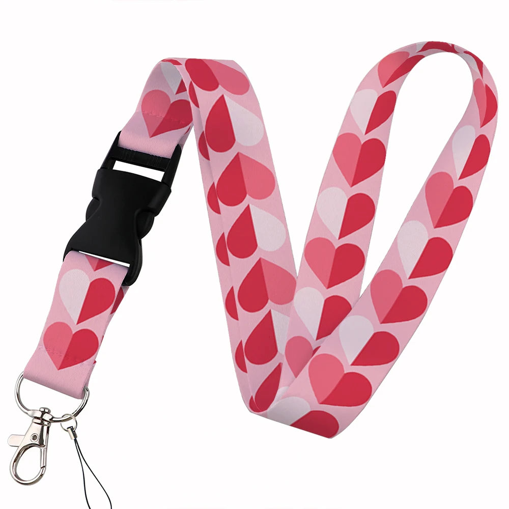 Tejesa Beautiful heart-shaped Lanyard Keys Chain Badge Holder ID Credit Card Pass Hang Rope Lariat Mobile Phone Charm Accessories Gifts