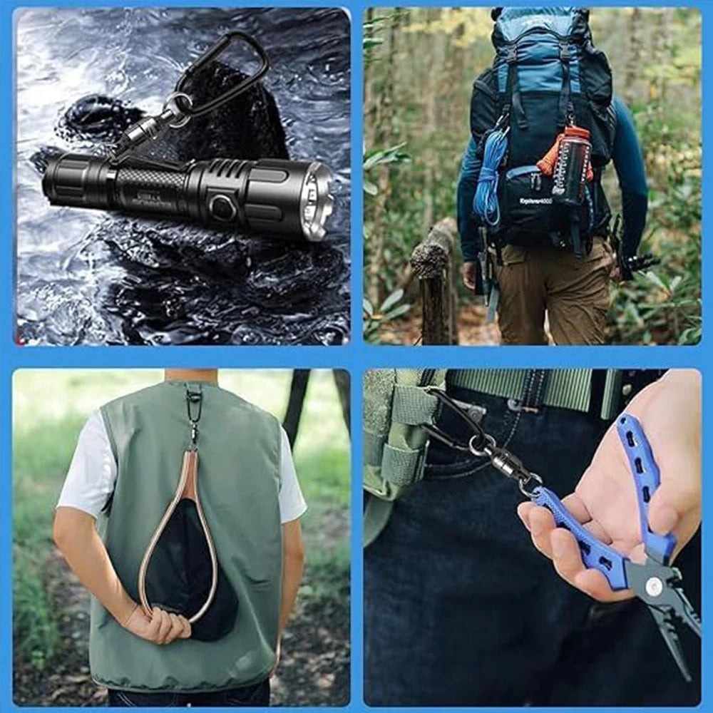 Fishing MRC Magnetic Release Clip Net Holder with Fishing Tool Coiled Lanyard 1.5m Black