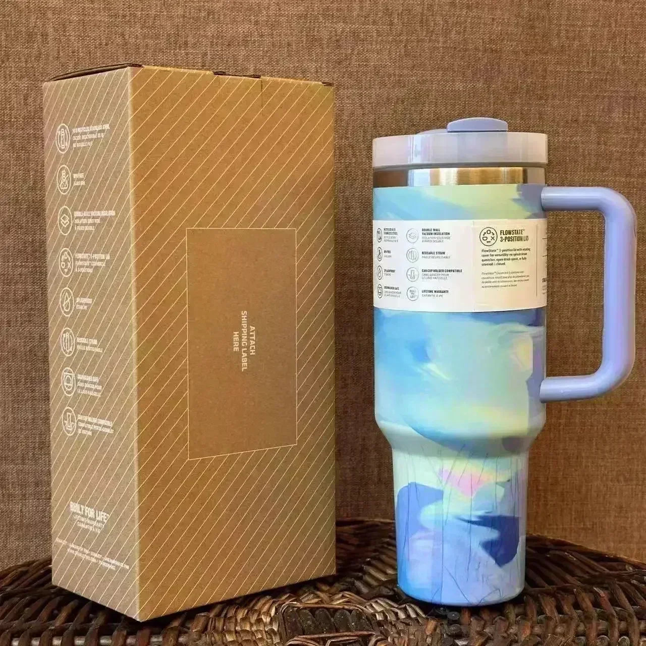Hemasa 40oz Tumbler FlowState Straw Lid Stainless Steel Vacuum Insulated Car Mug /Double Wall Thermal Iced Travel Cup bottle