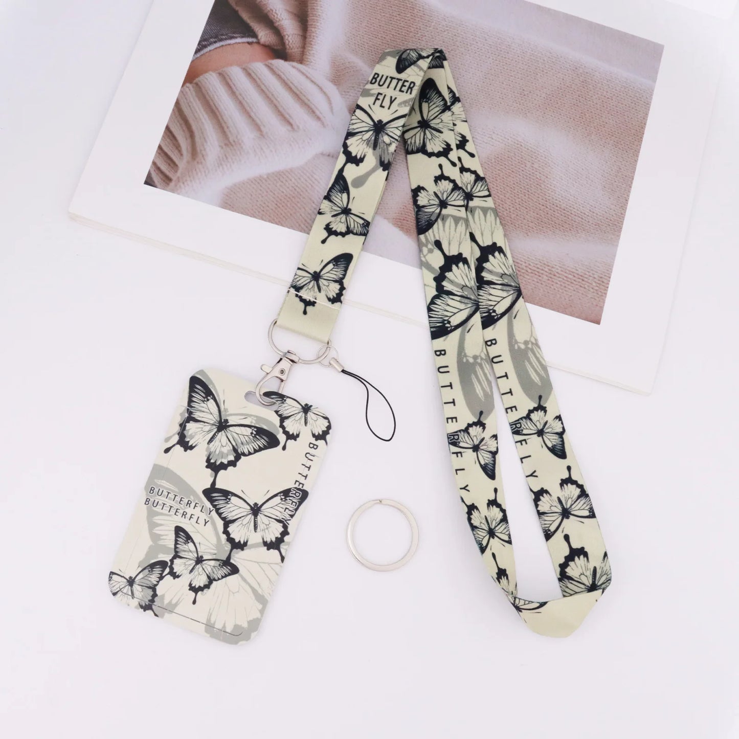 Tejesa Butterfly Teacher Lanyard with Id Holder  /Neck Strap for Keys/ Keychain Cell Phone Strap