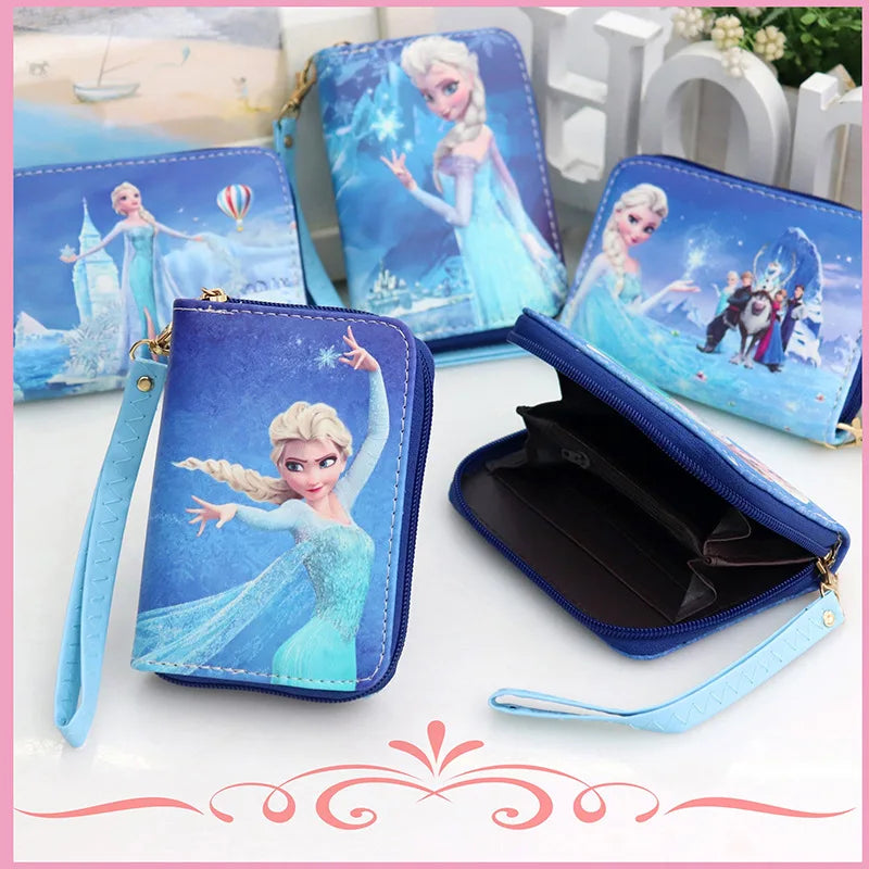 Disney Frozen 2 Women's Wallet Princess Anna Elsa Cartoon Movie Multifunctional Card Holder for Girls Kawaii Print Coin Purse