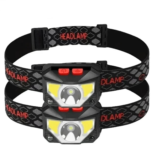 Hemasa LED Induction Headlamp Built in Battery USB Rechargeable Head Torch Outdoor Search Emergency Camping Fishing Lantern