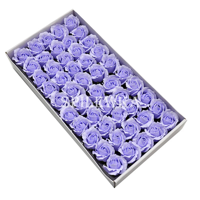 Tejesa 50 Pcs 3-Layer Rose with Curly Petals Fake Flowers Heads Wedding DIY Gift Box Valentine's Day/home/decor