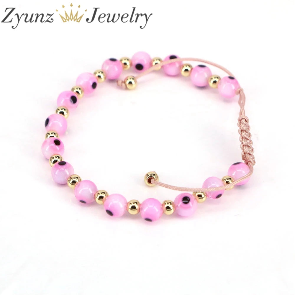 10PCS, Turkish Crystal Eye Bracelets For Women Lampwork Glass Beads Chains Lucky Jewelry Accessories Fashion Macrame Bracelets