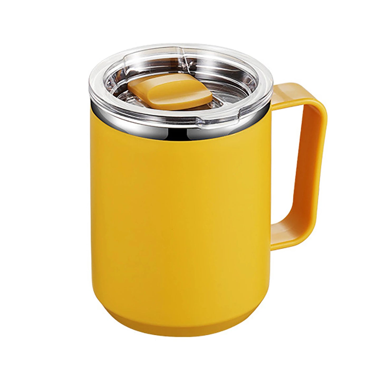 Hemasa 450ML Stainless Steel Coffee Cup Mug Handle Straw Lid Double-layer Drinkware Insulated Coffee Mug Tumbler Cold Hot Water Bottle