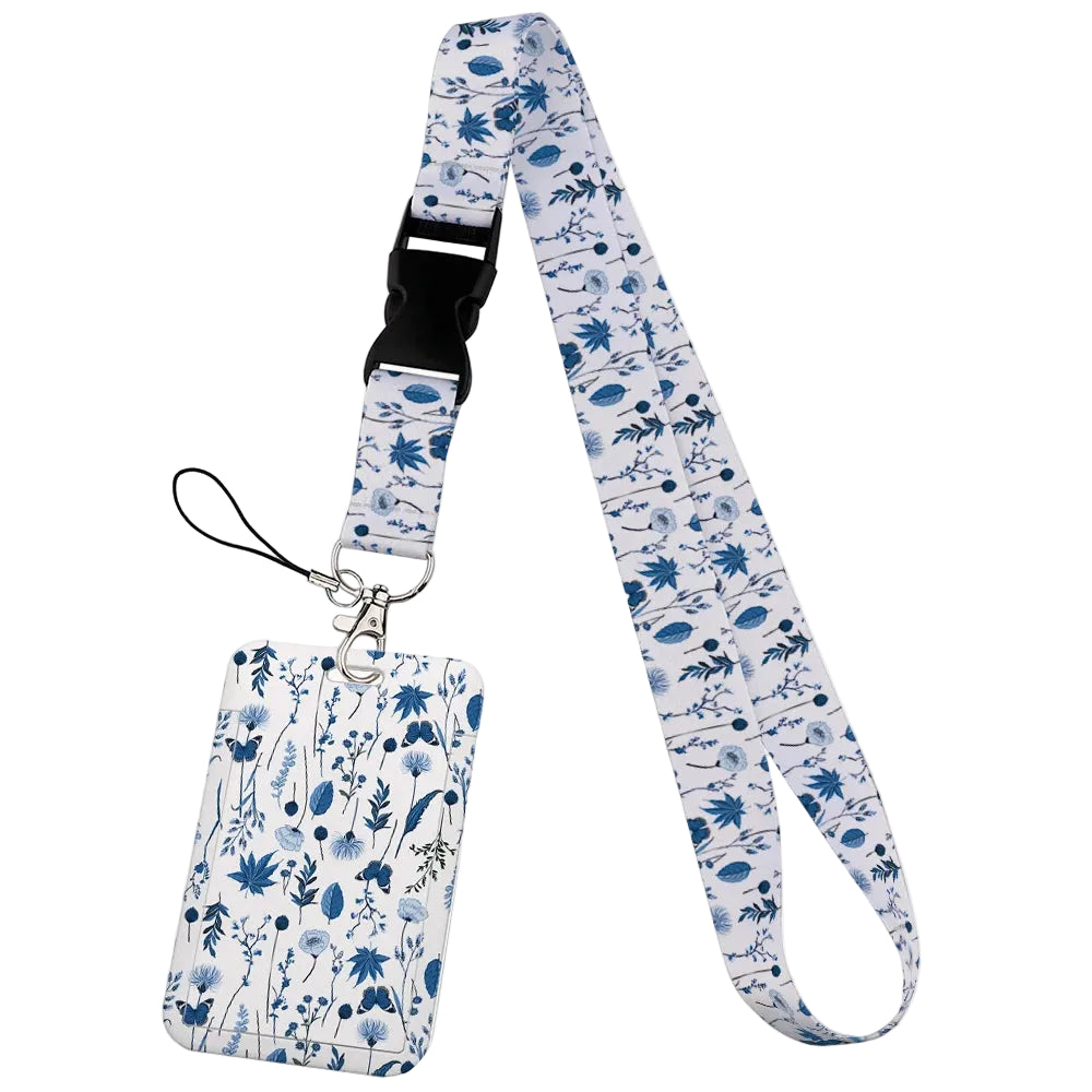 Tejesa  Flower design Lanyard Business Credit Card Holder/ Neck Strap Keychain Hang Rope ID Badge Holder