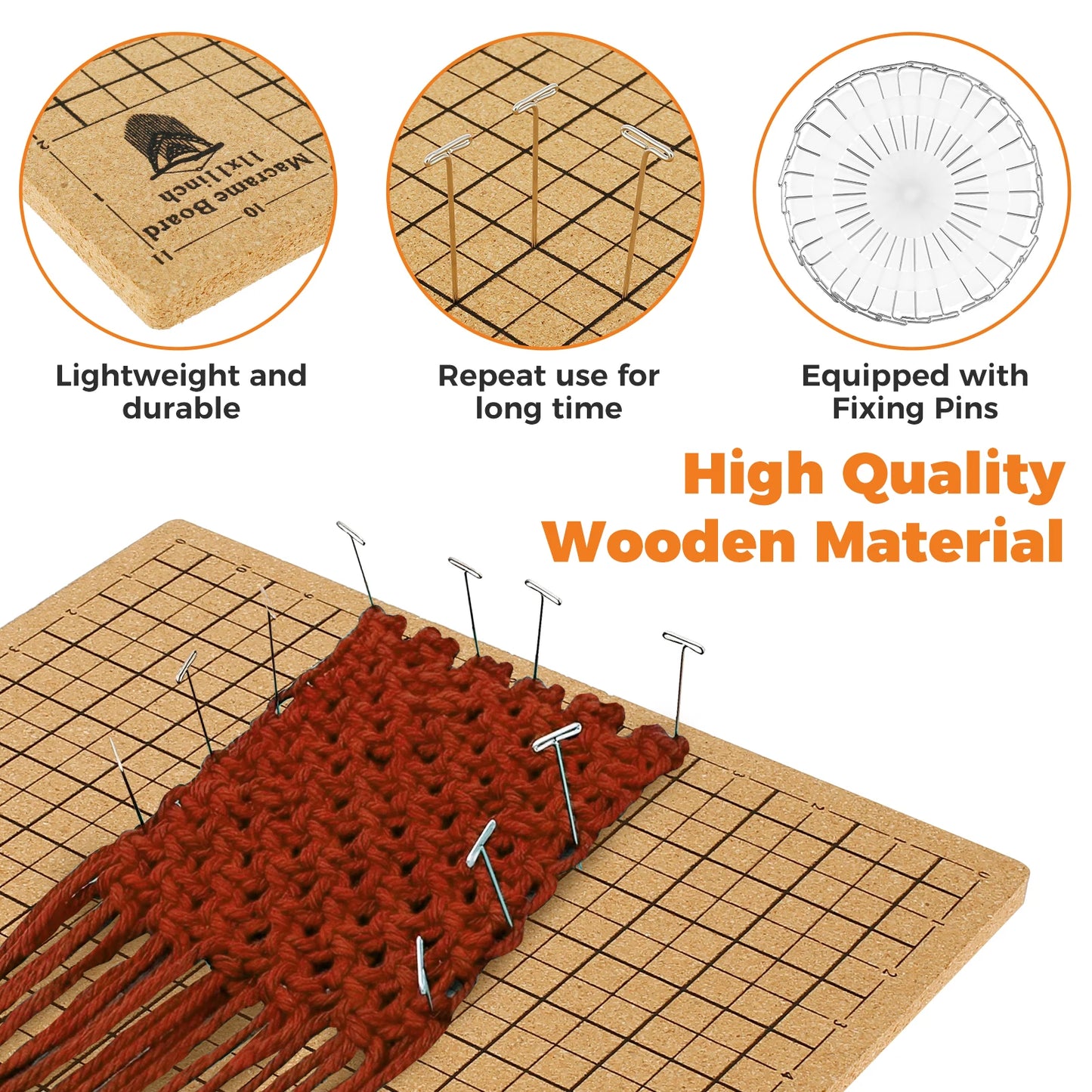 Tejesa Hand Macrame Board Double Sided Gridded Macrame Mat Hand Knitting Cork Board for Braiding Bracelet DIY Project Boho Dreamcatcher