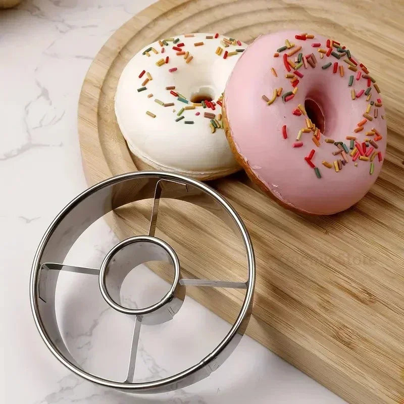 Tejesa  2Pcs  Silver Gold Stainless Steel Donut Mold Doughnut Desserts Bread Cutter Maker Cake Decorating Tools Kitchen Home Baking Supplies