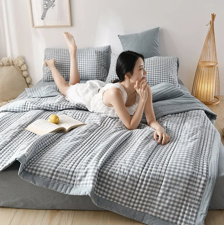 Summer Cool Quilt Air Conditioner Washed Cotton Quilt Student Single Summer Dormitory Spring and Autumn Thin Summer Quilt
