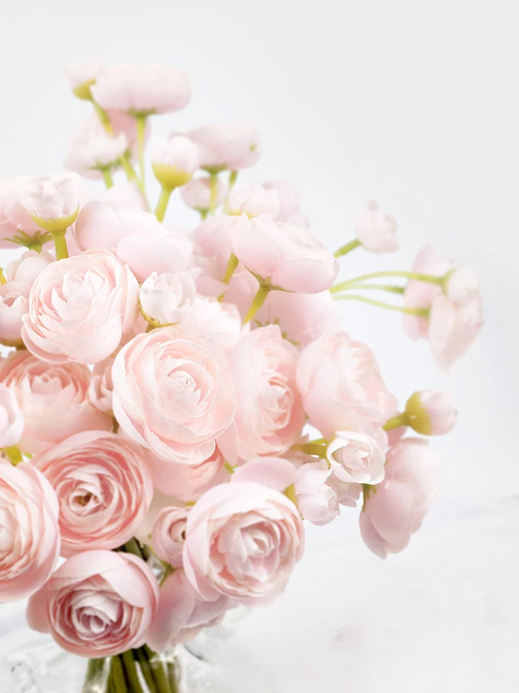 Tejesa 12 pcs Ranunculus Artificial Flower DIY Bouquet Bulk Fake Flowers Wedding Arrangements Bridal Shower Decor Home Room Decorations