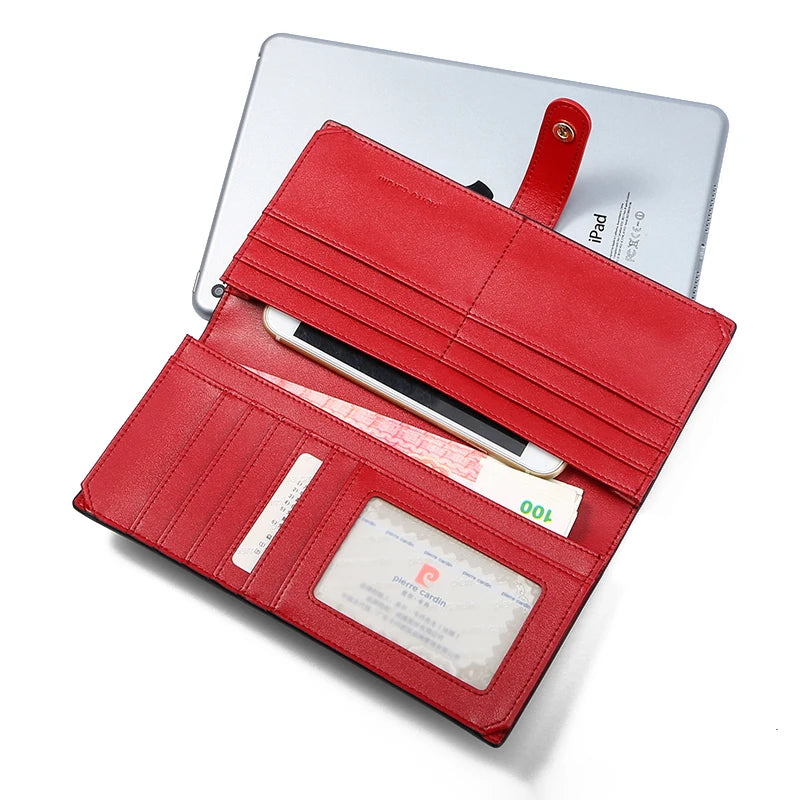 Pierre Cardin wallet purses for women coin purse card holder  Multifunctional fashion Beige Brown/Wine Red