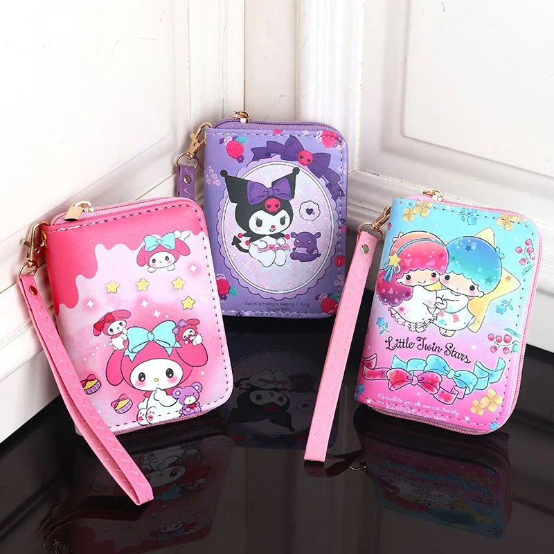 Cartoon Kuromi Short Version Waterproof Money Bag Zipper Coin Purse Multiple Card Slots Wallet Portable Decoration Girl Gift