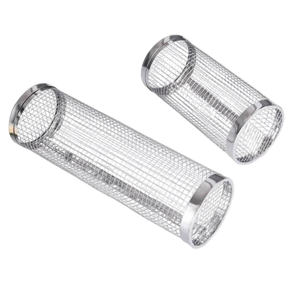 Tejesa BBQ Basket Stainless Steel Rolling Grilling Basket Wire Mesh Cylinder Cylindrical Portable Round Outdoor Camping Barbecue Rack