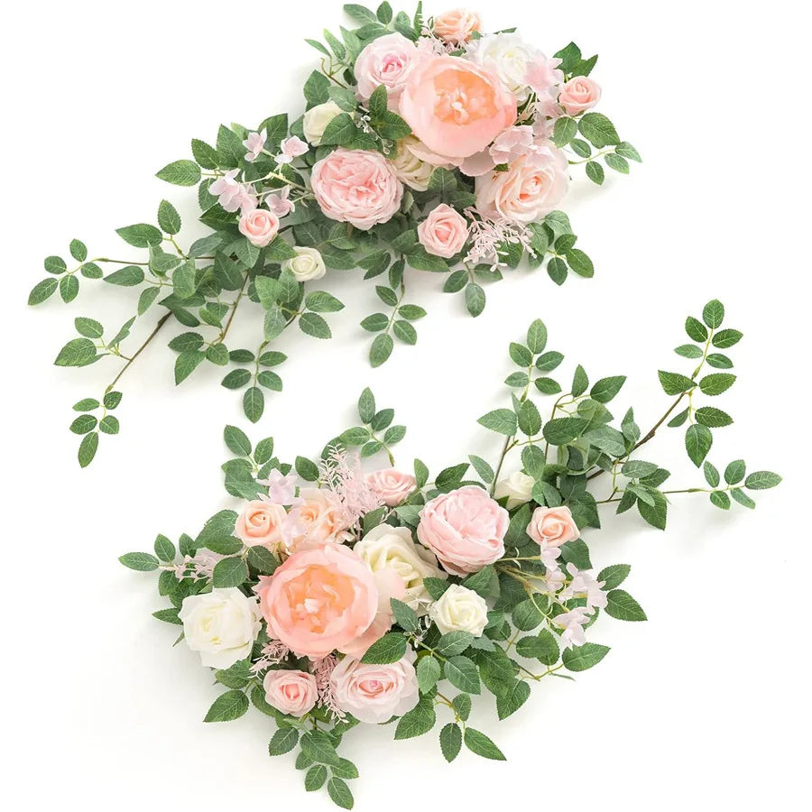 Simulation rose chair back flower aisle flower two-piece wedding home table flower simulation plant decoration