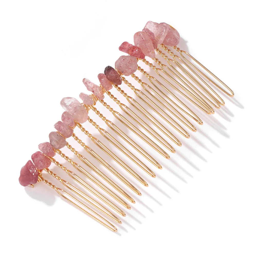 Hemasa Crystal Hair Combs Hair Accessories Natural Quartzs Stone Hair Clips Healing Reiki Hairpin Wedding Bridal Headwear Jewelry
